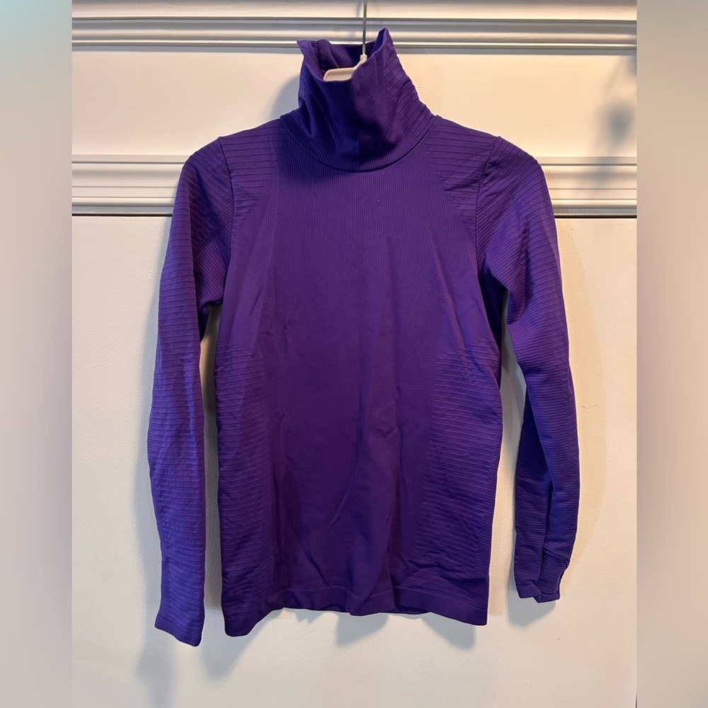 Athleta‎ Flurry Downslope Turtleneck Top Womens Size Small Purple Ribbed